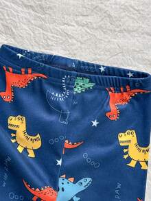 Loomiva Piyama Bayi Laki-laki Pas Badan Motif Kartun Hewan Rajut Lembut Kerah Bulat Lengan Panjang Atasan Pullover Pinggang Elastis Celana Panjang Set 2 Potong, Halloween Musim Gugur - Navy Blue - View 6