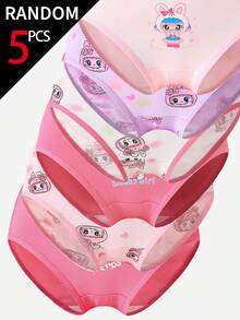 SHEIN 5条/套 女孩可爱兔子图案纯棉三角裤，颜色随机 - 彩色 - 查看 7
