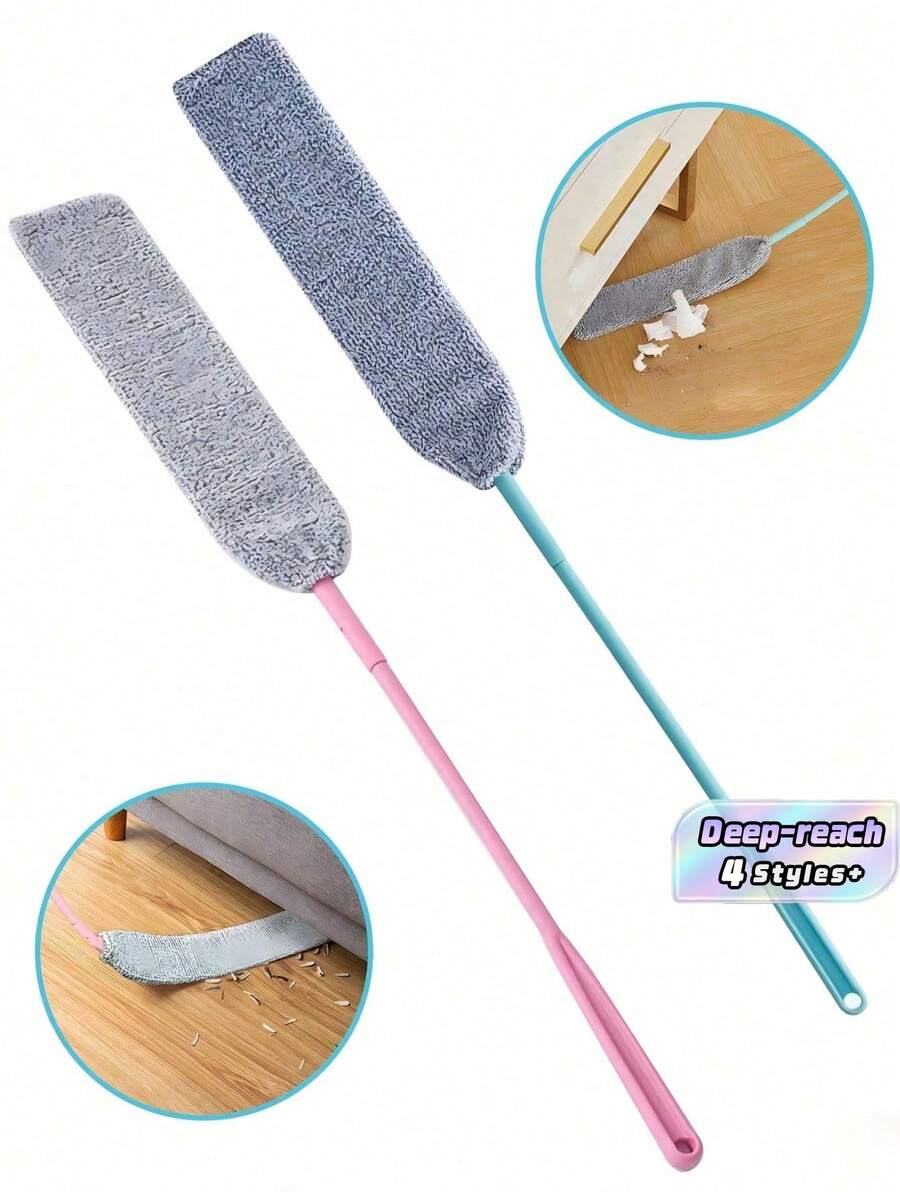 1 Set Extension Pole, Washable & Expandable Duster, Retractable Crevice Cleaner, Dry & Wet Cleaning Brush, Multi-Purpose Duster Suitable For Sofa, Bed, Furniture Bottoms, Cleaning Supplies, Kitchen - multicolor - View 1