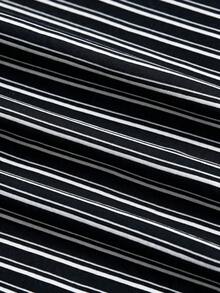 SHEIN BASICS Women's Striped Off-Shoulder Long Sleeve Bodysuit - Black and White - View 7