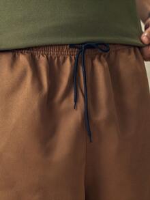 Norleigh Men's Summer Casual Street Solid Color Multi-Pocket Cargo Shorts - Coffee Brown - View 6