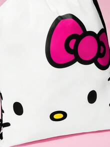 HELLO KITTY AND FRIENDS | SHEIN 可愛貓咪印花抽繩背包，輕量聚酯纖維，可調節肩帶，適用於運動、學校、旅行、健身房 - 白粉 - 查看 5