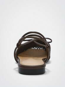 Maija Women's Fashion Round Toe Lace-Up Closed Toe Slingback Flats Fall Shoes - Coffee Brown - View 6