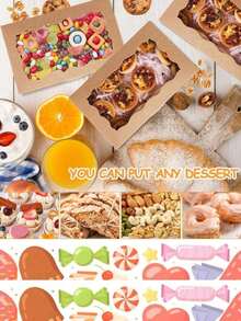 20 Kotak Hadiah Kue, Kotak Snack Roti Cokelat, Kotak Hadiah Premium untuk Mengemas Makanan Penutup, Donat, Pai, Permen, Kue, Muffin, dan Makaron - Coklat - View 4