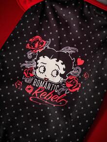 Betty Boop X PETSIN 1pc Red Polka Dot Pet Top With Ruffled Sleeves, Retro Cartoon Print, Comfortable Fit For Small Dogs And Cats, A Cute Vintage Look For Daily Wear Or Weekend Brunch Dates - Polka dot - View 4