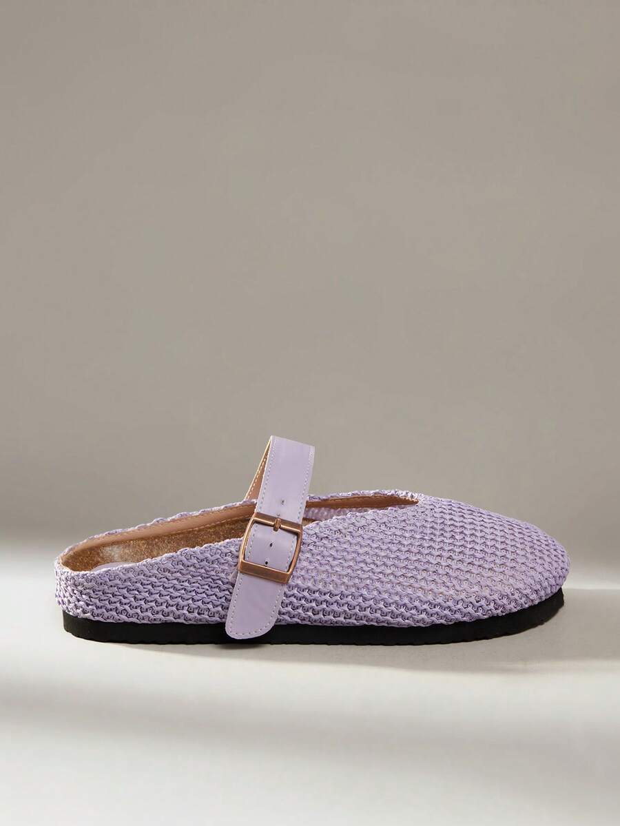 Solecia Women's Slip-On Thick Soled Mule Loafers, Casual Spring/Autumn Shoes For Christmas - Purple - View 1