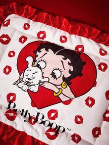 Betty Boop X PETSIN 1件可爱大眼睛女孩口红爱心狗印花宠物窝休闲风格柔软保暖卷边宠物床 - 彩色 - 查看 8