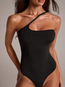 SHEIN BAE Sexy Sling Bodysuit With Crotch Strap, Wireless & Unpadded - Black - View 4