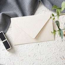 50/100pcs White Linen Texture Envelopes, Wedding Invitation Envelopes, Cards/Letters/Postcards Packaging Envelopes - White - View 3