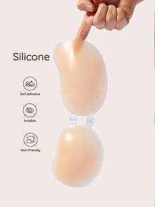 SHEIN Silicone Sticky Bra With Double Buckle Front Closure, Invisible Strapless Self-Adhesive Push Up Bra For Women Backless Deep V Summer Party Dress - Multicolor - View 3