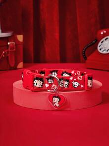 Betty Boop X PETSIN 印花狗項圈；印花幼犬項圈 - 紅色 - 查看 2