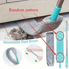 Telescopic Sweeper Mop For Under Bed, Sofa, Furniture Gaps Cleaning, With Replaceable Cloth Head - Green - View 7