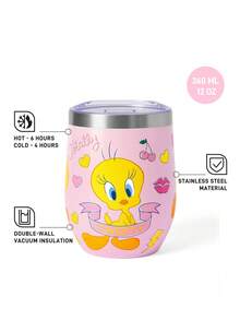 LOONEY TUNES X SHEIN 360ml/12oz 不鏽鋼防漏蓋隨行杯，適用熱飲/冷飲，適合大多數杯架，送禮首選 - 淺粉色 - 查看 3