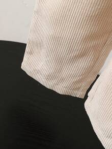 2pcs/Set Boys Toddler Spring/Autumn Black/White/Light Apricot Minimalist Korean Style Black/White Horizontal Striped Crew Neck Long Sleeve Top With Pocket Button Vertical Striped Suspenders Long Pants Set, Loose Straight Leg Fit, Suitable For Daily Wear, School Activities, Outdoor Play, Family Gatherings, Photography - Multicolor - View 7