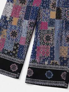 GlowEve CURVE Jumpsuit Kasual Motif Bohemian untuk Wanita Ukuran Besar, Cocok untuk Liburan Musim Semi/Panas dan Pemakaian Sehari-hari - Navy Blue - View 4