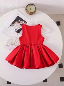 SHEIN Babygirl 可爱粉色针织无袖连体衣（夏季） - 紅色 - 查看 2