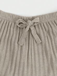 EURMUSE 100% Pure Cotton 3 PiecesSolid Color Knit Pants Set - Army Green - View 3