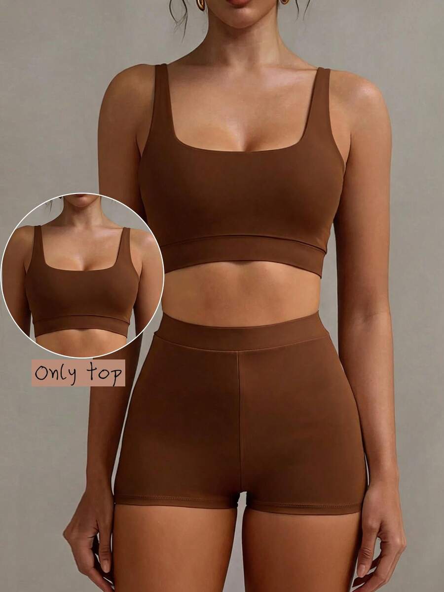 YARNWELL Women's Solid Color Cropped Swim Top, Suitable For Summer Vacation And Beach