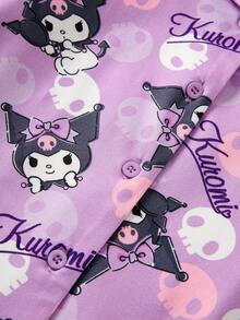 HELLO KITTY AND FRIENDS | SHEIN 女童卡通印花短袖單排扣上衣與短褲家居服 - 紫色 - 查看 5