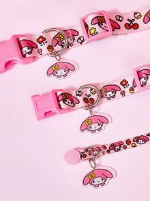 HELLO KITTY AND FRIENDS | PETSIN 1件粉色卡通熱轉印寵物項圈，清晰且耐褪色印花。可調節長度並附有牽繩掛鉤，提供更多尺寸選擇，適用於貓狗。可愛設計，捕捉您與寵物之間溫馨的友誼時刻 - 粉色 - 查看 6