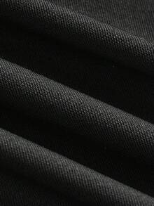 SHEIN CURVE+ Pantalones cortos con cintura elástica, cordón delantero y bajo asimétrico para tallas grandes - Negro - Ver 4
