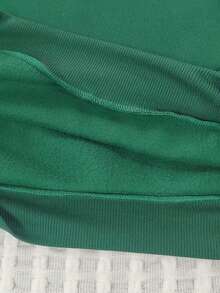 Genkimix Kids Sweatshirt lengan panjang warna hijau tua serbaguna dengan desain ritsleting dan motif pita untuk remaja putri, serta desain lengan warna kontras merah muda untuk musim gugur. - Dark Green - View 8