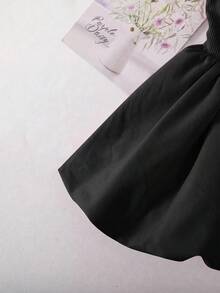 SHEIN 女嬰優雅可愛黑白拼接蝴蝶結洋裝 - 黑色 - 查看 6