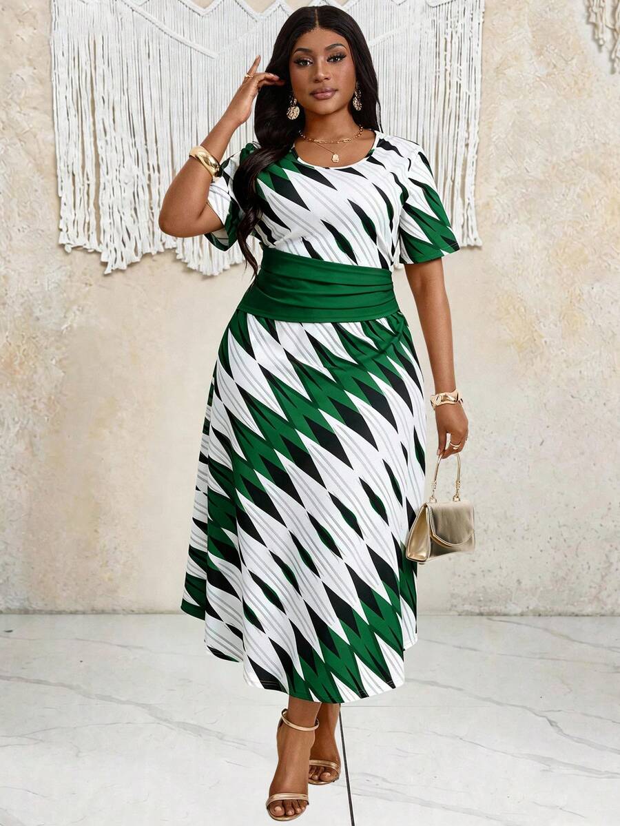 Villa Velisse Multicolored, Elegant, Plus-Size Dress. - Multicolor - View 1