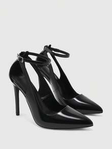 CUCCOO BIZCHIC 女款純色簡約高跟鞋，適合派對搭配，春季鞋款，適用春假、復活節、聖誕節、情人節 - 黑色2 - 查看 3