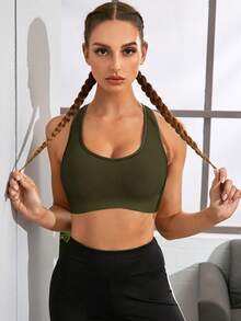 Powerista 女款素色休閒日常運動內衣 - 棕色 - 查看 3