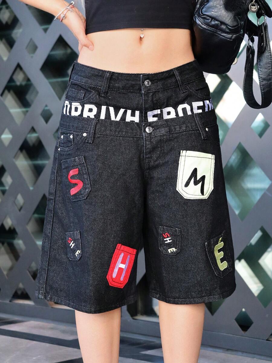 Street Life ROMWE X Capri Everitt ملابس علوية كاميسول بدون أكمام للنساء بطبعة جرافيك سوداء بأسلوب بانك مع خط صيني جديد ونمر حيواني بأسلوب الشارع لربيع/صيف - الأسود - مشاهدة 1