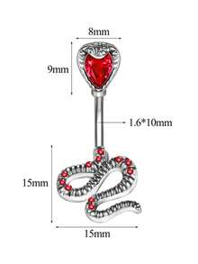 ROMWE 1 Ladies Stainless Steel Belly Button Nail Red Sexy Hottie Belly Button Ring - Silver - View 6
