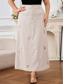 Modelyn 大尺碼時尚度假刺繡鈕扣長裙街頭風 - 彩色 - 查看 4