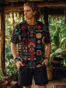 Alderstead Duck Pattern Print Design On Abdominal Muscles, Men's Fashionable Summer Casual Sportswear, Men's Top - Multicolor - View 1