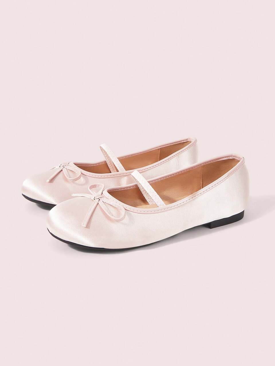 CUCCOO DOLLMOD Women Shoes Four Seasons Comfort Mary Jane With Round Toe Flat Heel Flat Bottom Gentle Satin Pink Shoes Daily Commuter