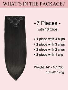 Clip In Hair Extensions Real Human Hair, Remy Human Hair Extensions Clip Ins For Women, Natural Human Hair, 70-120g 7Pcs - S1B - View 4