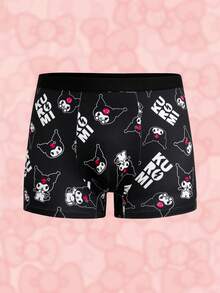 HELLO KITTY AND FRIENDS | SHEIN 男士時尚卡通印花四角內褲 - 黑色 - 查看 1