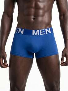 Rest Era Men's Solid Color Boxer Briefs 4-Pack, With 5cm "Men" Waistband, Anti-Slip Daily Underwear - Multicolor - View 5