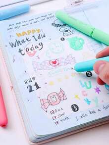 9pcs/Set Colorful Erasable Gel Pen, 0.6mm Tip Smooth Writing, Twist Design With Built-In Eraser, Cute Egg-Shaped Ballpoint Pen, Suitable For Studying Office Work Journaling Corrections Temporary Annotations Drawing And Back To School Season - Color pen set - View 4
