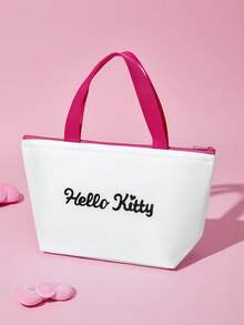 HELLO KITTY AND FRIENDS | SHEIN 蝴蝶結卡通臉印花保溫午餐手提袋，大容量保溫冷藏袋，適合女生學生，便攜手提包，適用日常通勤、野餐、食物儲存 - 白粉 - 查看 4