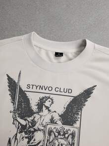 STYNVO 男士夏季休閒天使印花T恤 - 杏色 - 查看 5