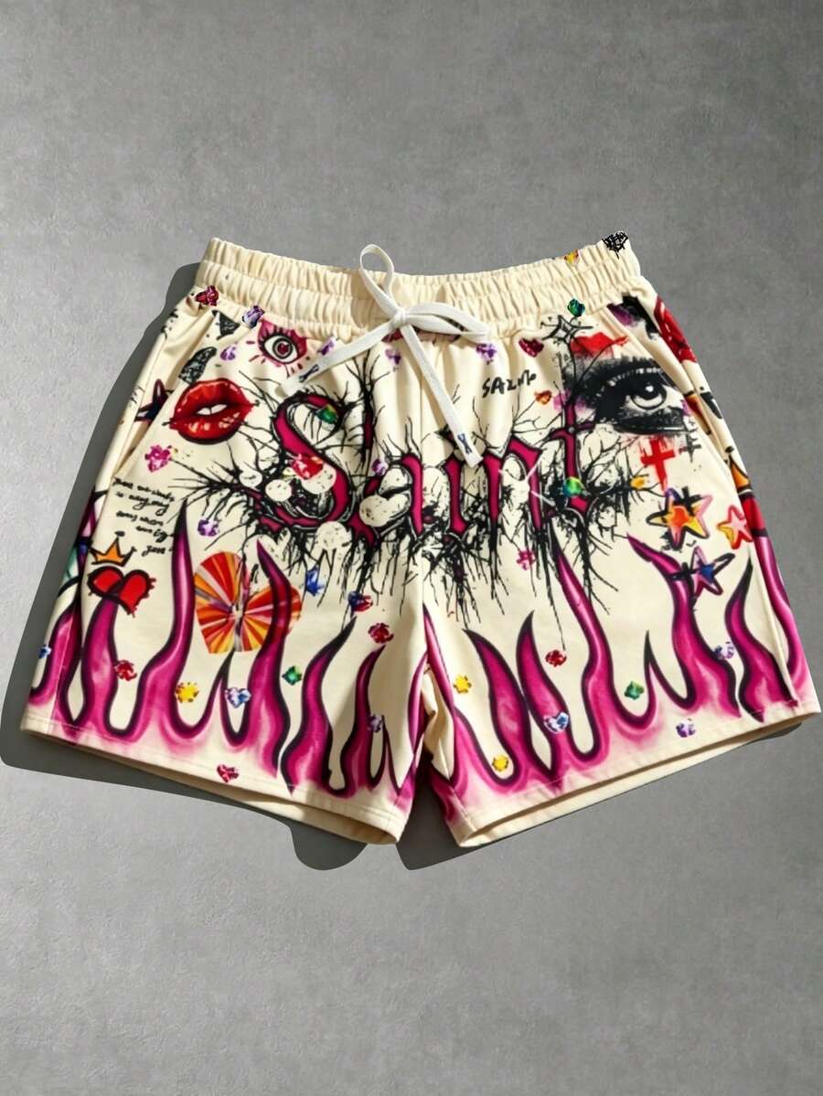 ROMWE MEN Street Life 2026 Spring/Summer New Plus Size Men's Casual Fashion Shorts - Multicolor - View 1