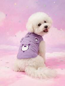 Care Bears X PETSIN 1pc Cute Embroidered Cartoon Pattern Thin Waffle Pet Vest, Cool & Breathable Casual Top For Cats And Dogs, Lightweight, Anti-Flea, Less Shedding, Heat-Resistant, Perfect For Indoor & Outdoor Play - Multicolor - View 5