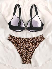Swim Lushoire Glamour Summer New Women's Swimsuit Underwire Push-Up Gathered Double Shoulder Straps Spaghetti Strap Adjustable Back Triangle Bikini 2 Pieces Set - Multicolor - View 4