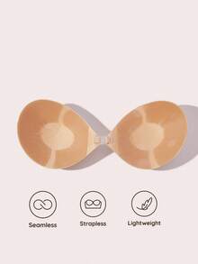 Lignisse Breathable Sticky Bra With Ventilation Design, Invisible Strapless Self-Adhesive Push Up Silicone Bra For Women Backless Deep V Summer Party Dress - Apricot - View 3