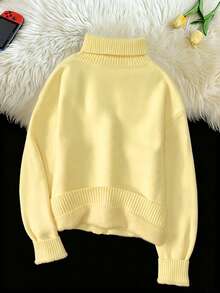 GlowEve Women's New Autumn/Winter Thermal-Lined Turn-Down Collar Long Sleeve Sweater, Soft Comfortable Fabric, Casual Fashion Elegant Versatile Pullover Suitable For Multiple Occasions - Yellow - View 2