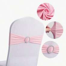 100pcs Elastic Chair Back Decorative Covers - Universal Elastic Chair Sashes With Sparkly Buckle Sliders, Suitable For Adorning Chair Backs For Birthdays, Weddings, Parties, Events, Hotels - Multicolor - View 22