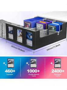 A Storage Box That Can Hold Over 1800 Commander Cards, With Card Collection And Display, A Display Window, And Various Sports And Game Cards. - View 5