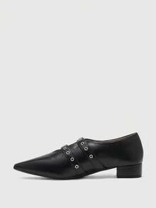 Mnmlis Women's Fashion Versatile Pointed Toe Buckle High Heel Pumps - Black - View 4