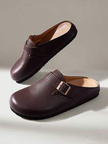 Solecia Hebilla de metal, Zapatos tipo mule retro para desplazamientos de diseño delgado - Lista Uno Marrón - Ver 6